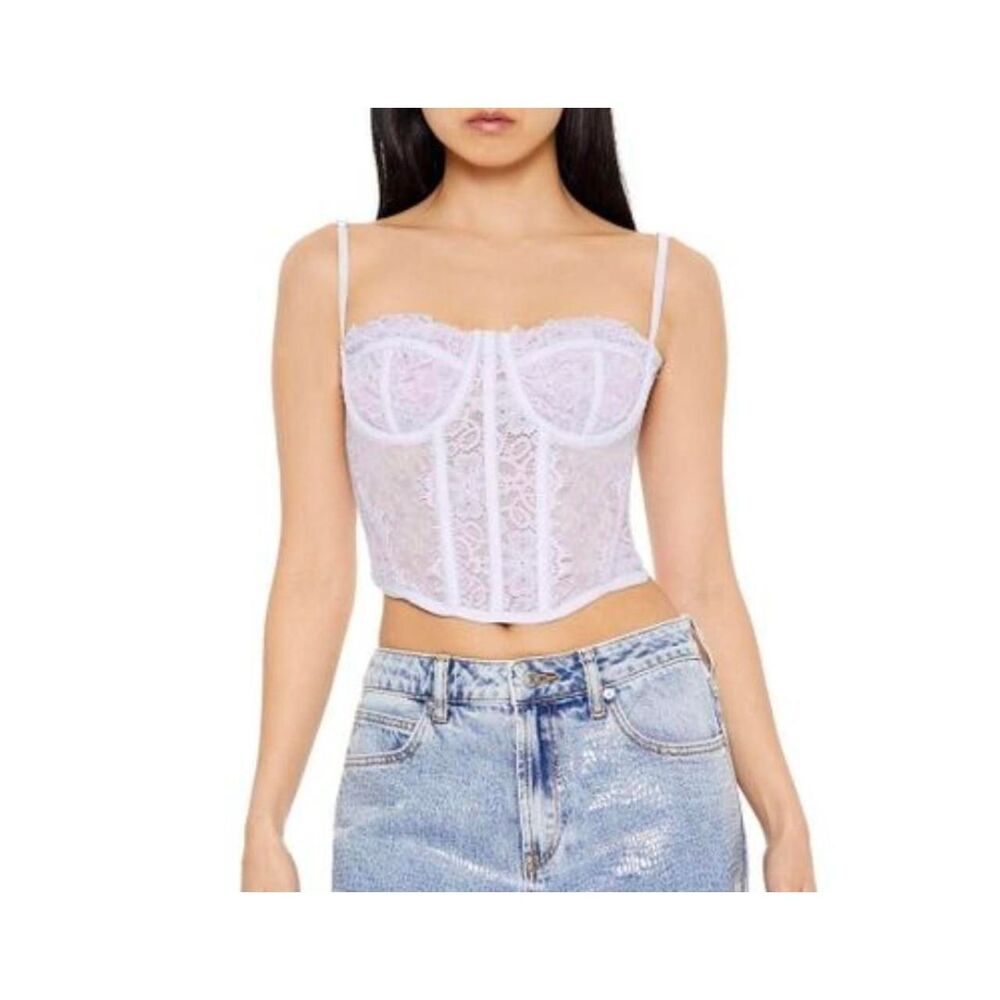 Forever-21 Women's White and Purple Vest